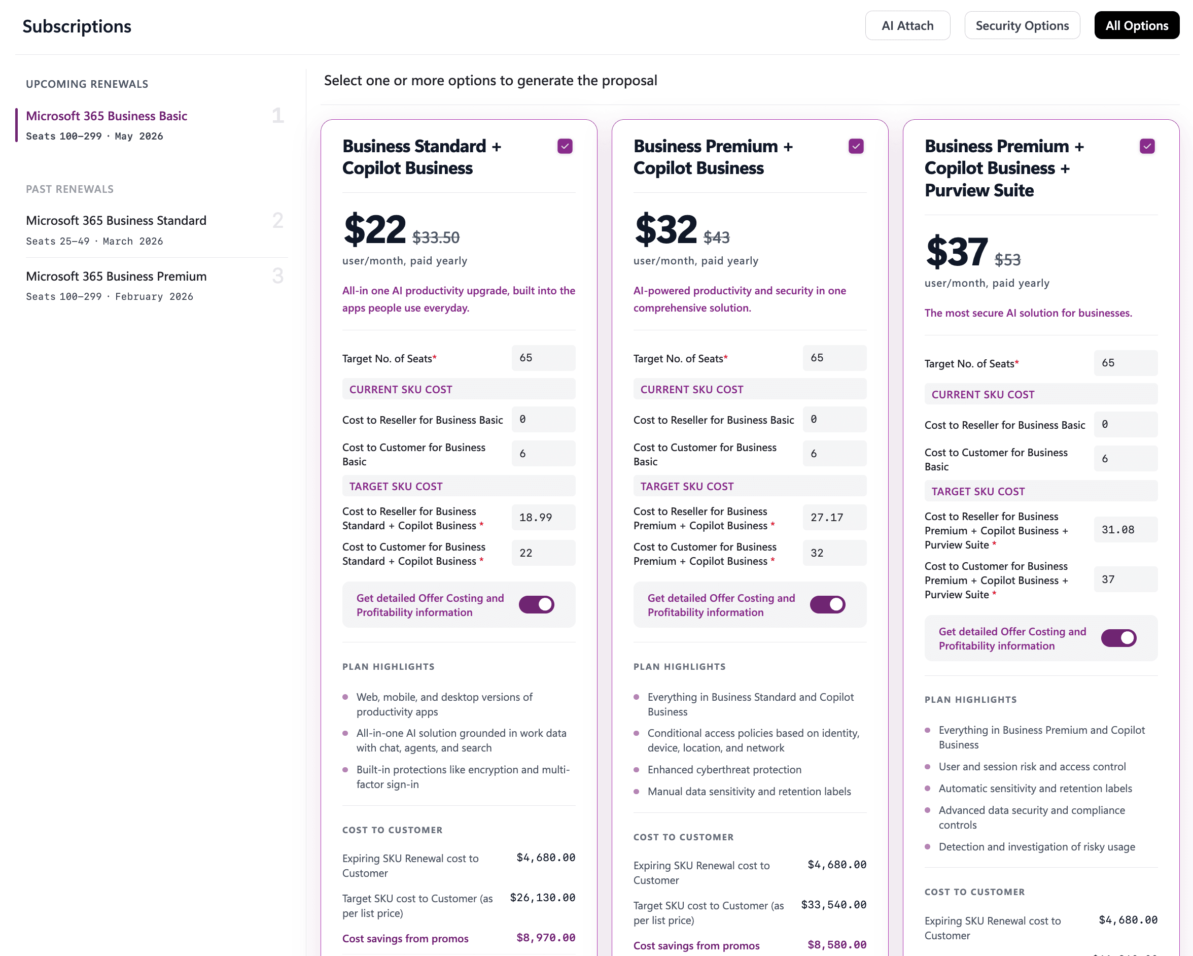 Proposal Subscriptions Dashboard